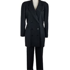 Vintage Escada 80s Pinstripe Wool Pant Suit